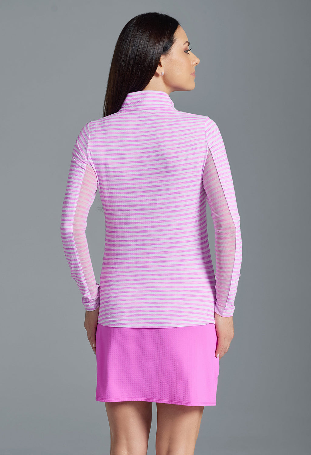 Landon Stripe II  Print Long Sleeve Mock Neck Top – 10164