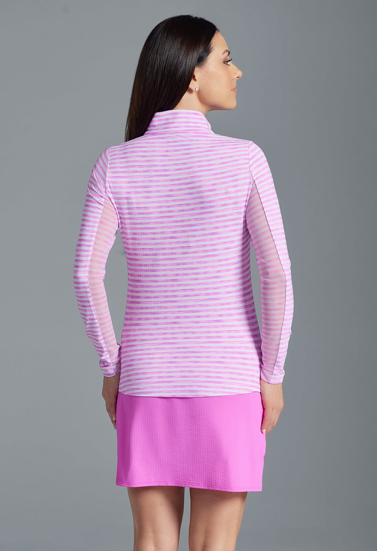 Landon Stripe II  Print Long Sleeve Mock Neck Top – 10164