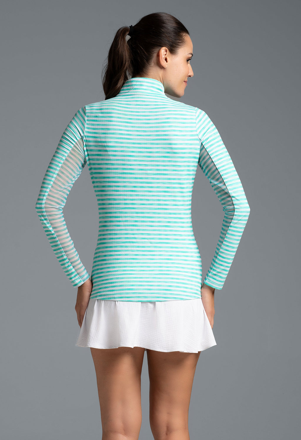 Landon Stripe II  Print Long Sleeve Mock Neck Top – 10164